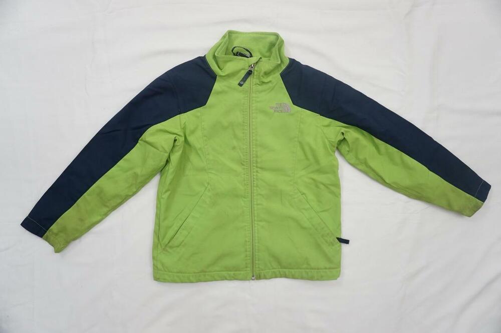 THE NORTH FACE VERY DIRTY USED BOYS S (7/8) GREEN NYLON/FLEECE JACKET